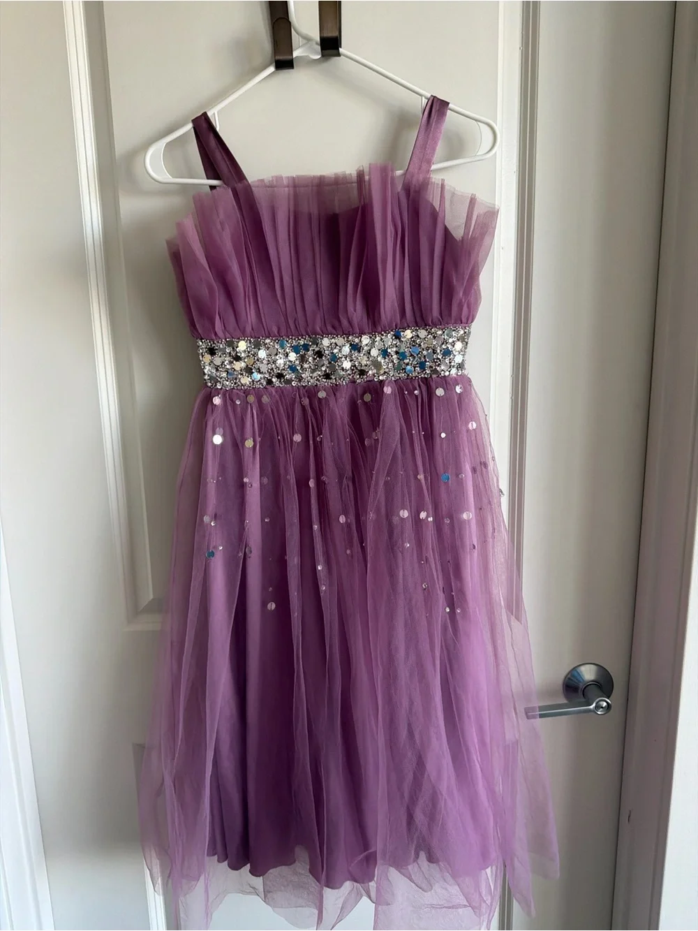 Girls Purple Tulle Dress with Sparkle Waistband